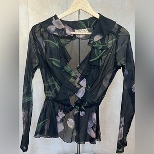 Sheer Ruffle Floral Top